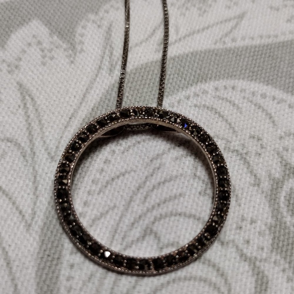 Sterling Silver Circle Marcasite Necklace